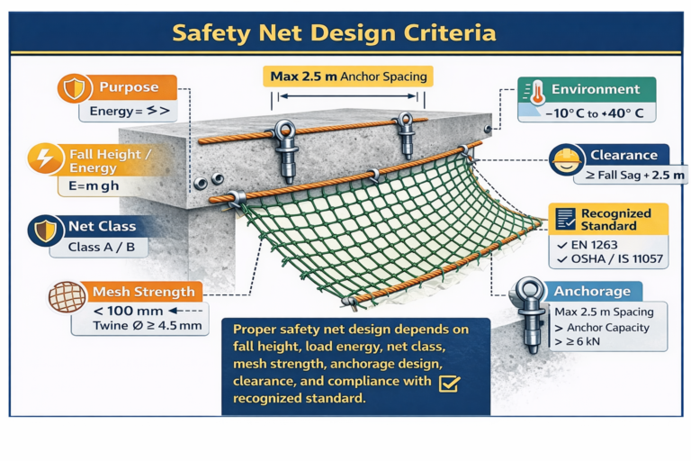 Safety Net Design Criteria: Materials, Mesh & Anchorage