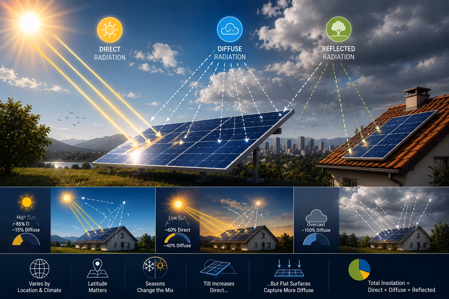 Direct, Diffuse & Reflected Solar Radiation What Actually Reaches Your Panels